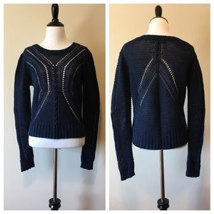 360 Sweater in Navy Blue Open Weave