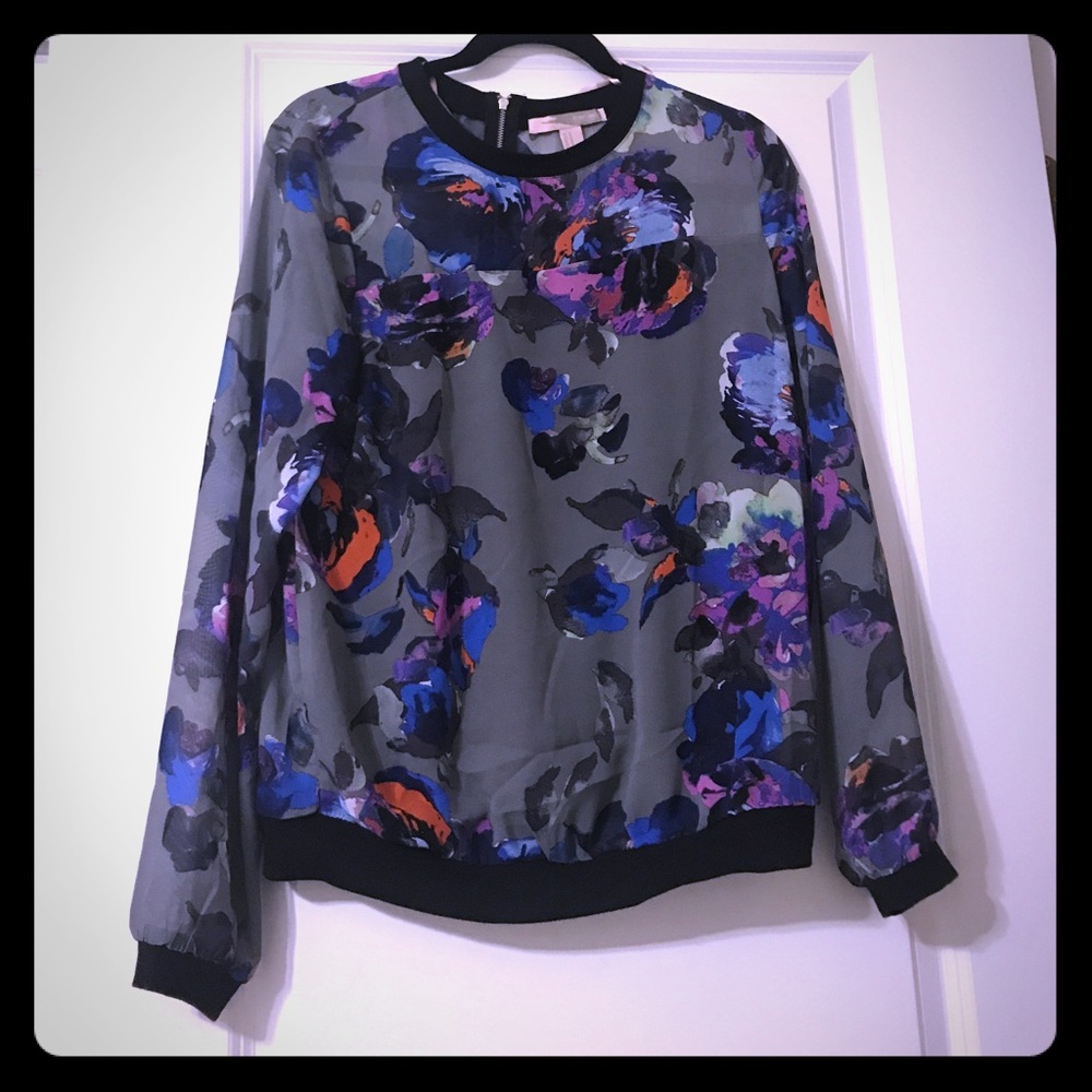 Gray Sweatshirt Blouse