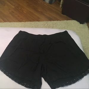 Black shorts with lace detail