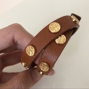 Tory Burch Double Wrap Logo Stud Bracelet