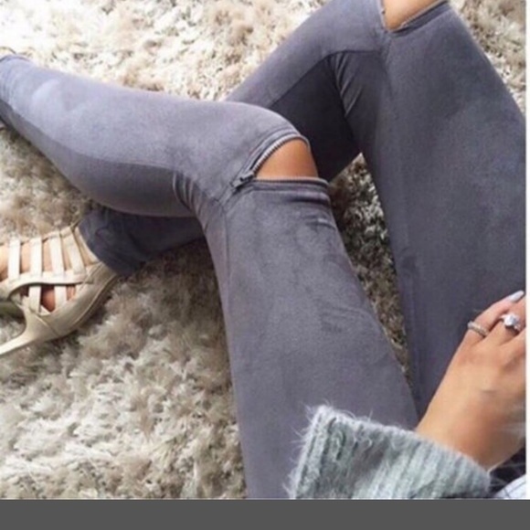 Suede open knee leggings - Picture 2 of 2