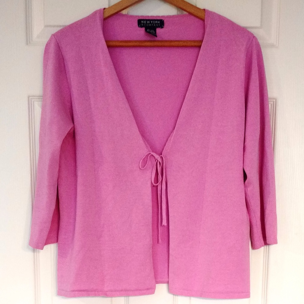 Vivid pink NY&Co tie cardigan