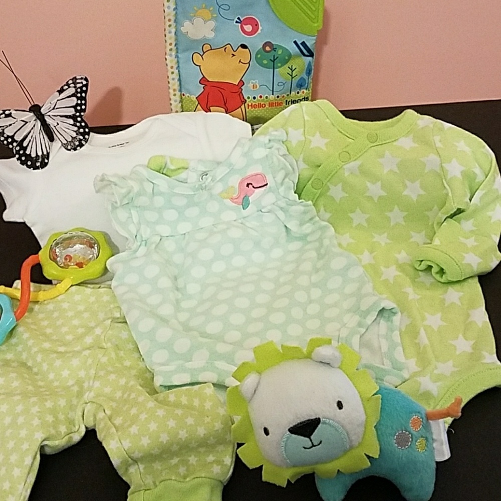🔴4pc Lime Green Newborn Bundle