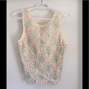 NWOT cream top with scallop detail