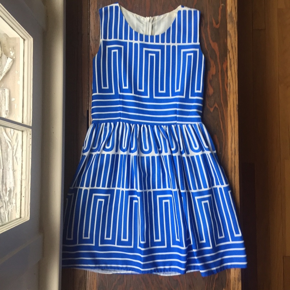 Blue And White Patterned Dress
