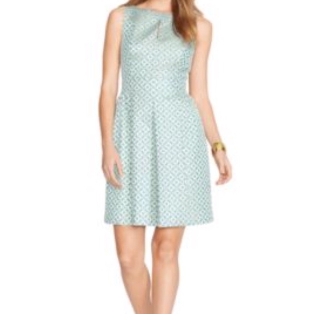 RL Keyhole Metallic Jacquard Dress