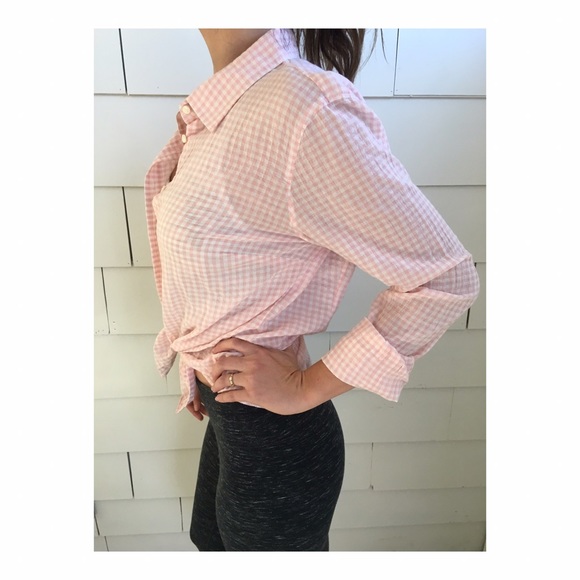 Pink and White Gingham Cotton J. Crew Button Down - Picture 4 of 6