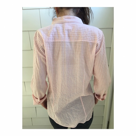 Pink and White Gingham Cotton J. Crew Button Down - Picture 5 of 6
