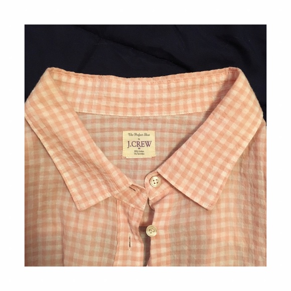 Pink and White Gingham Cotton J. Crew Button Down - Picture 6 of 6