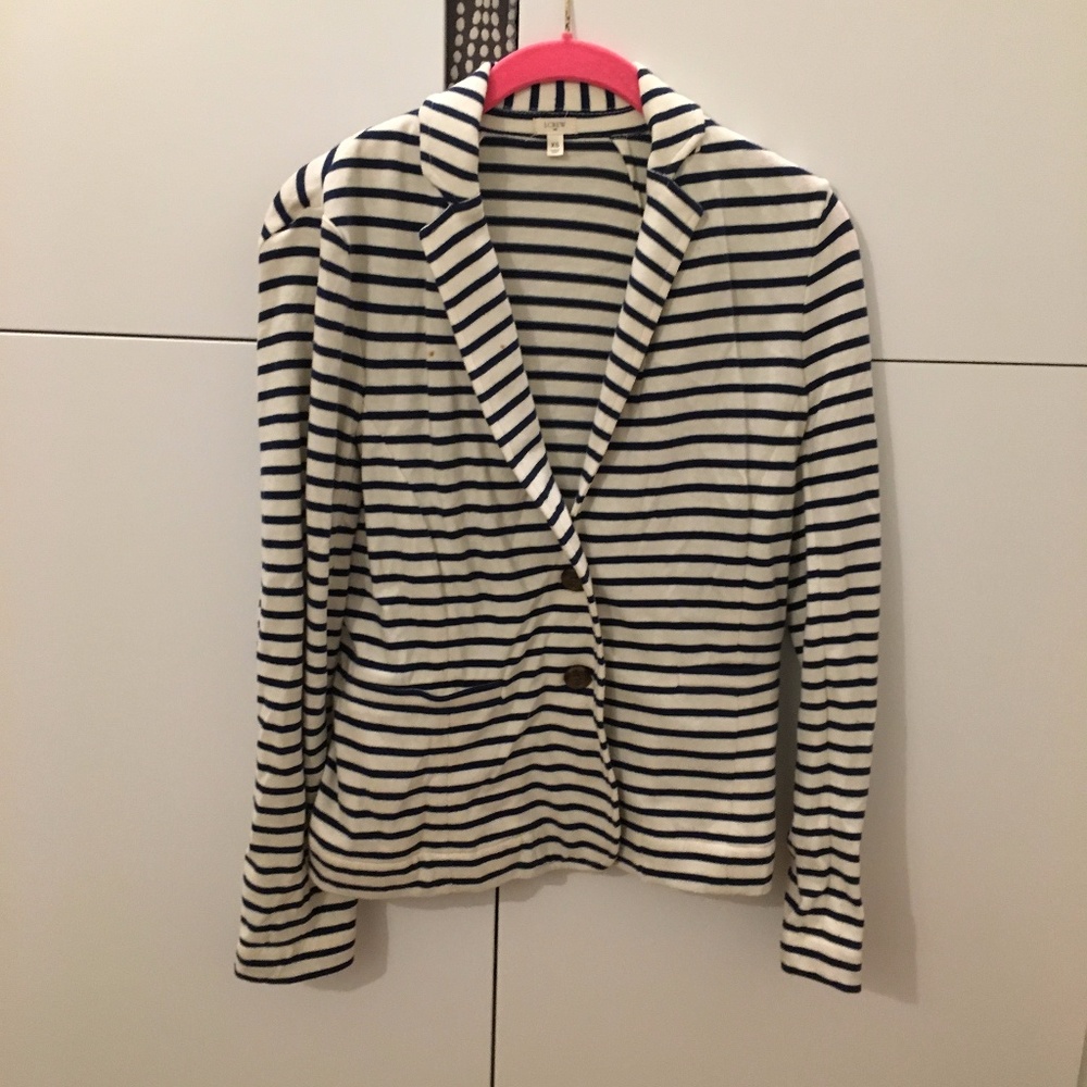 J. Crew Navy and White Striped Blazer Size XS