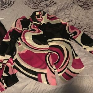 The limited silk  psychedelic skirt and blouse