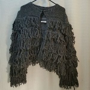 Topshop charcoal grey fringe sweater size 10 NWT