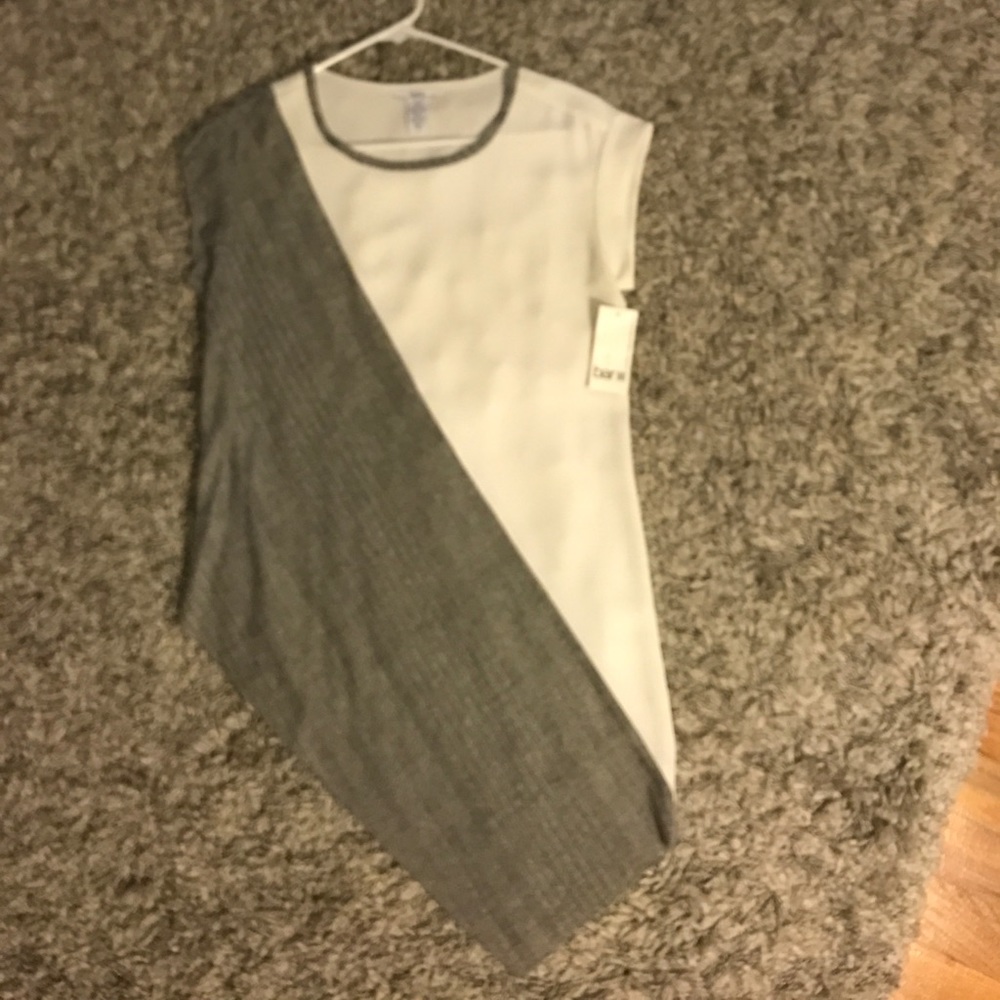 High low grey and white top