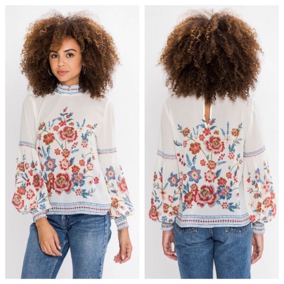 Mulberry & Grand High neck blouse, NWT!