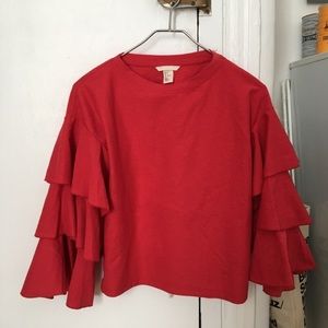 H&M ruffled sleeves top