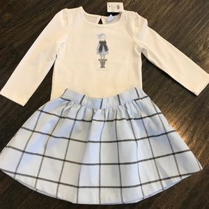 NWT. Janie & Jack Coordinating Skirt & Shirt