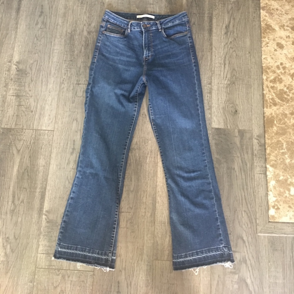 Zara High Rise Cropped Mini Flare Jean