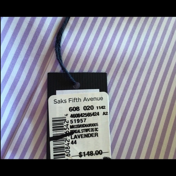 $148 Saks 5th Avenue Black Label Shirt 44 171/2 - Picture 4 of 8