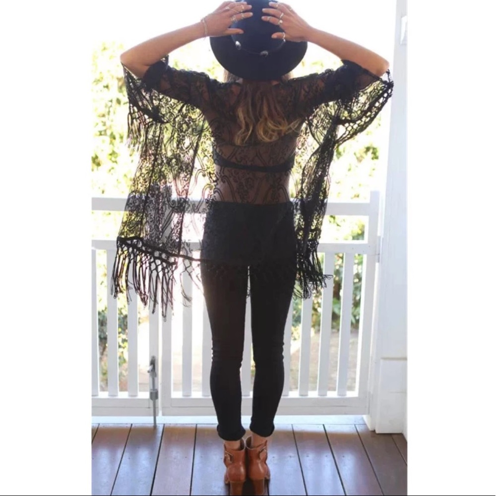 Sexy Angel Beach Coverup Lace Fringe Kimono - Picture 4 of 8