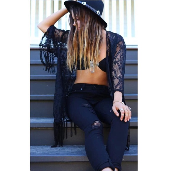 Sexy Angel Beach Coverup Lace Fringe Kimono - Picture 8 of 8