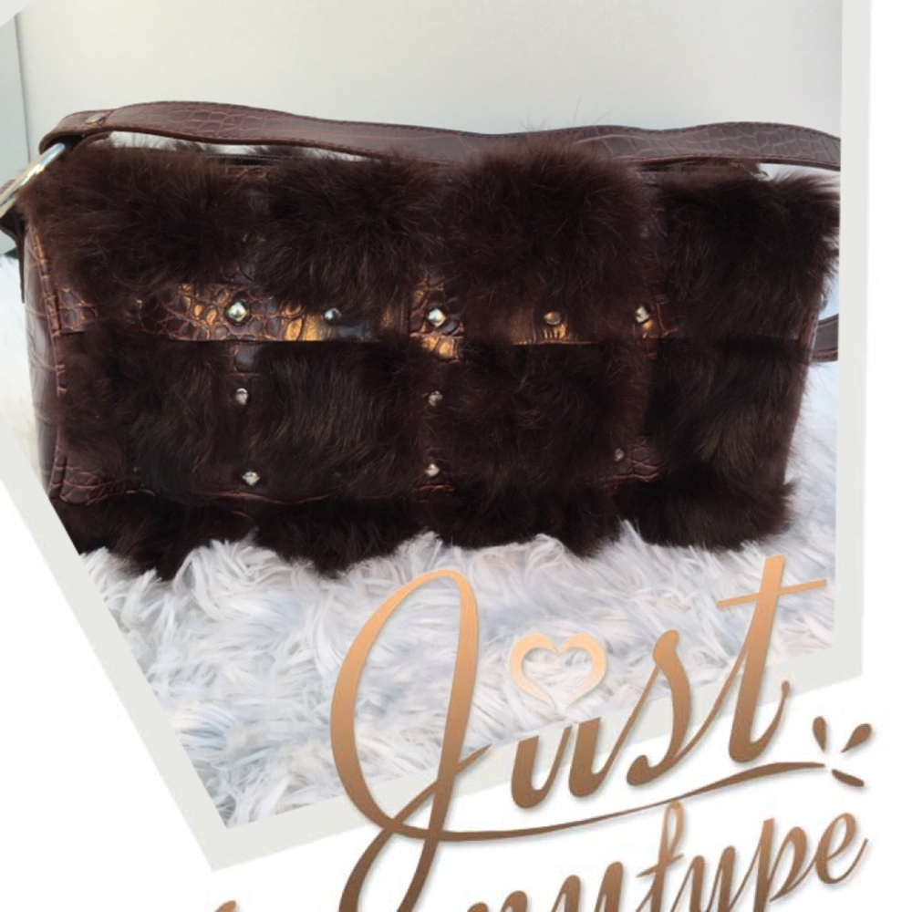 Faux fur and leather purse