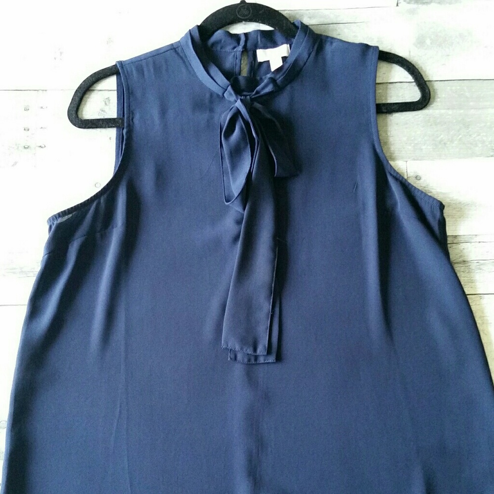 Gently Loved Navy Sleeveless Crepe Blouse