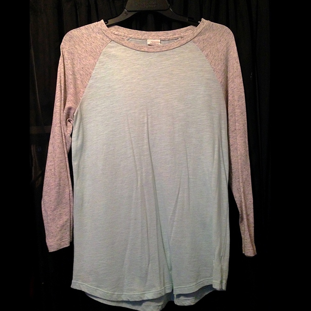 Teal and grey baseball style t-shirt