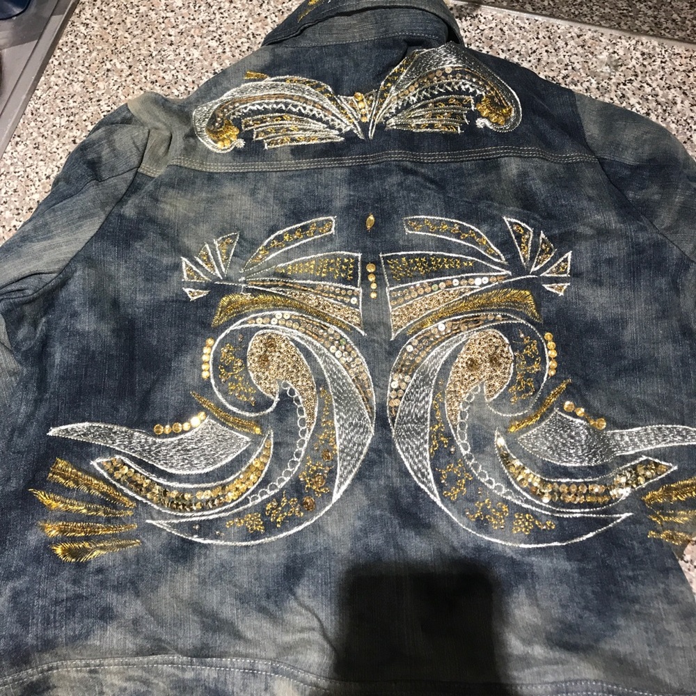 Funky sequin / bedazzled jean jacket