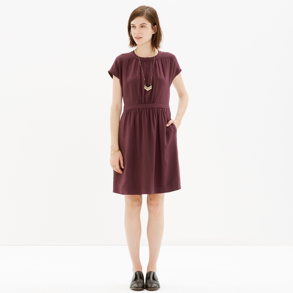 Madewell Moonset Silk Dress - Plum / Burgundy