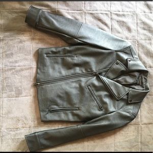 MATTE BLACK BIKER LEATHER JACKET FROM PACSUN SMALL