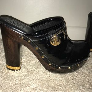 Tory Burch Black Leather Mules