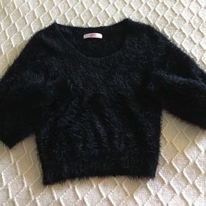 American Apparel black fuzzy crop sweater
