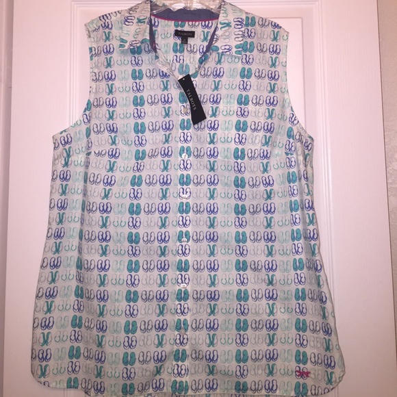 Talbots Summer Collared Button-down Tank - Picture 1 of 4