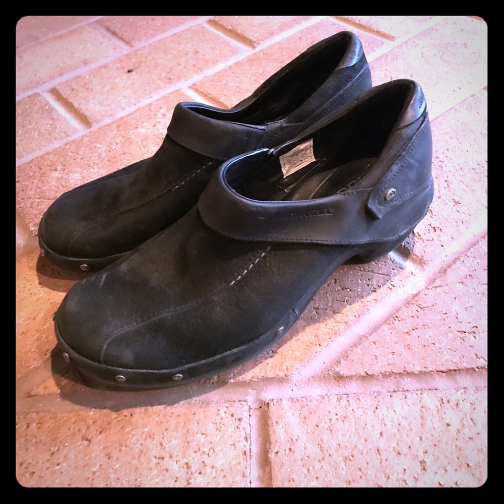 Merrell comfort clog black leather