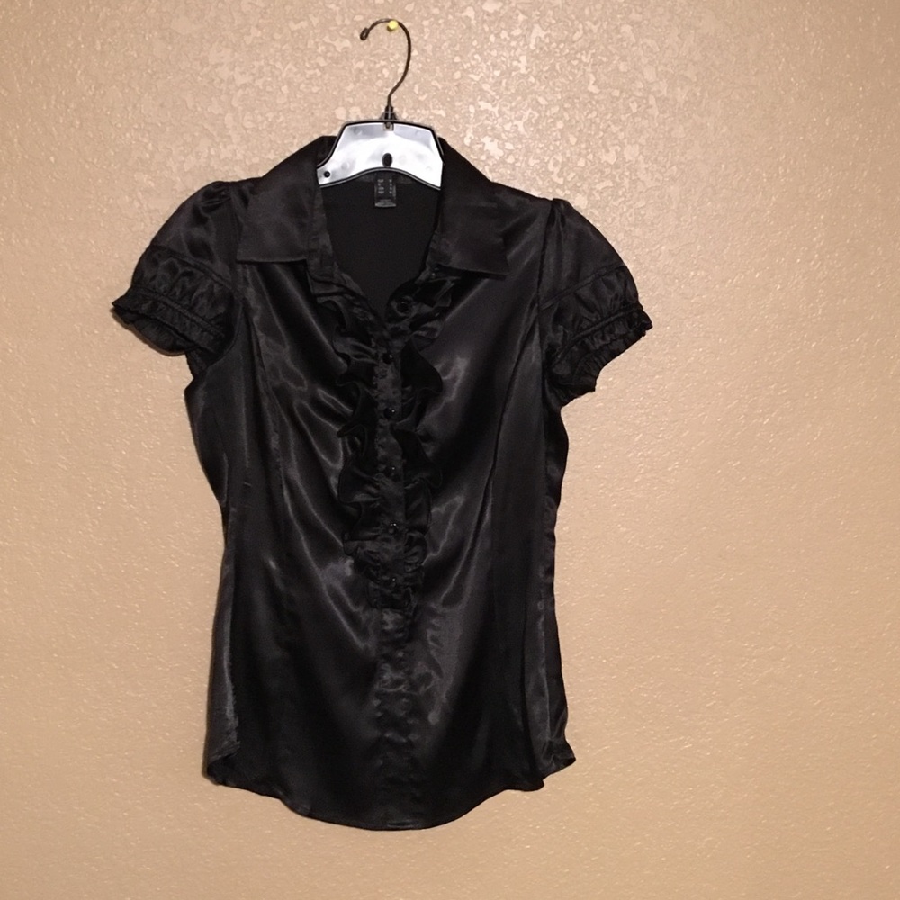 Black ruffle blouse