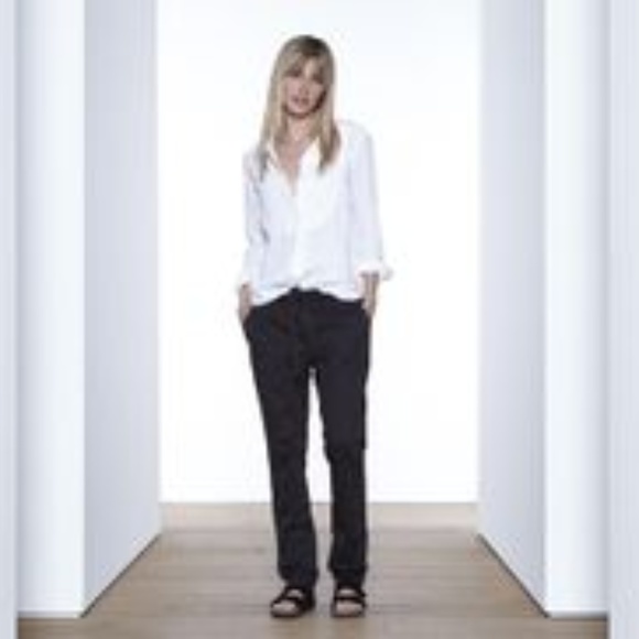 NWT James Perse Twill Cotton Tuxedo Pants Black 25 - Picture 1 of 8