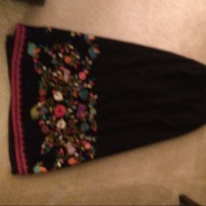 Maxi skirt Black embroidered Wool