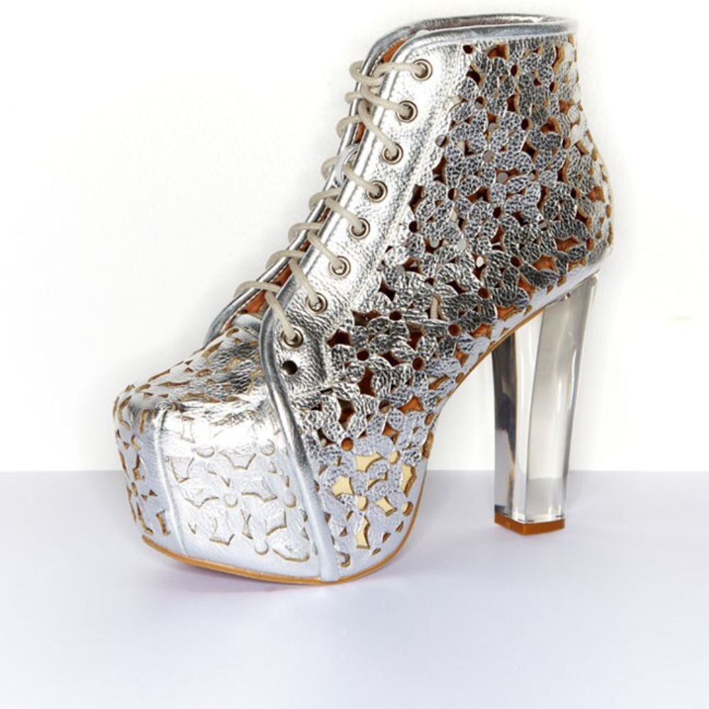 Jeffrey Campbell Cold Feet Lita Daisy Silvr 37/6.5