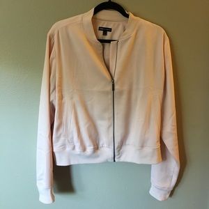 Silky blush zip up bomber jacket Lane Bryant