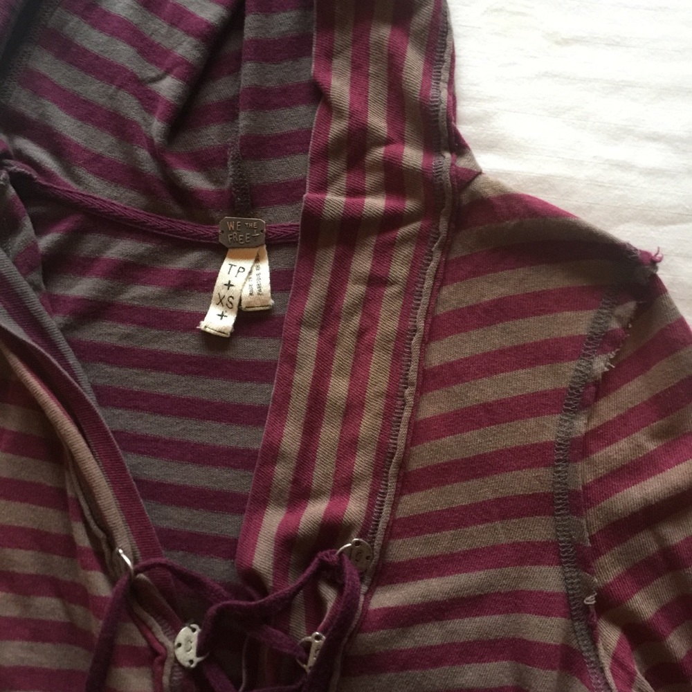 FP We The Free striped hoodie shirt