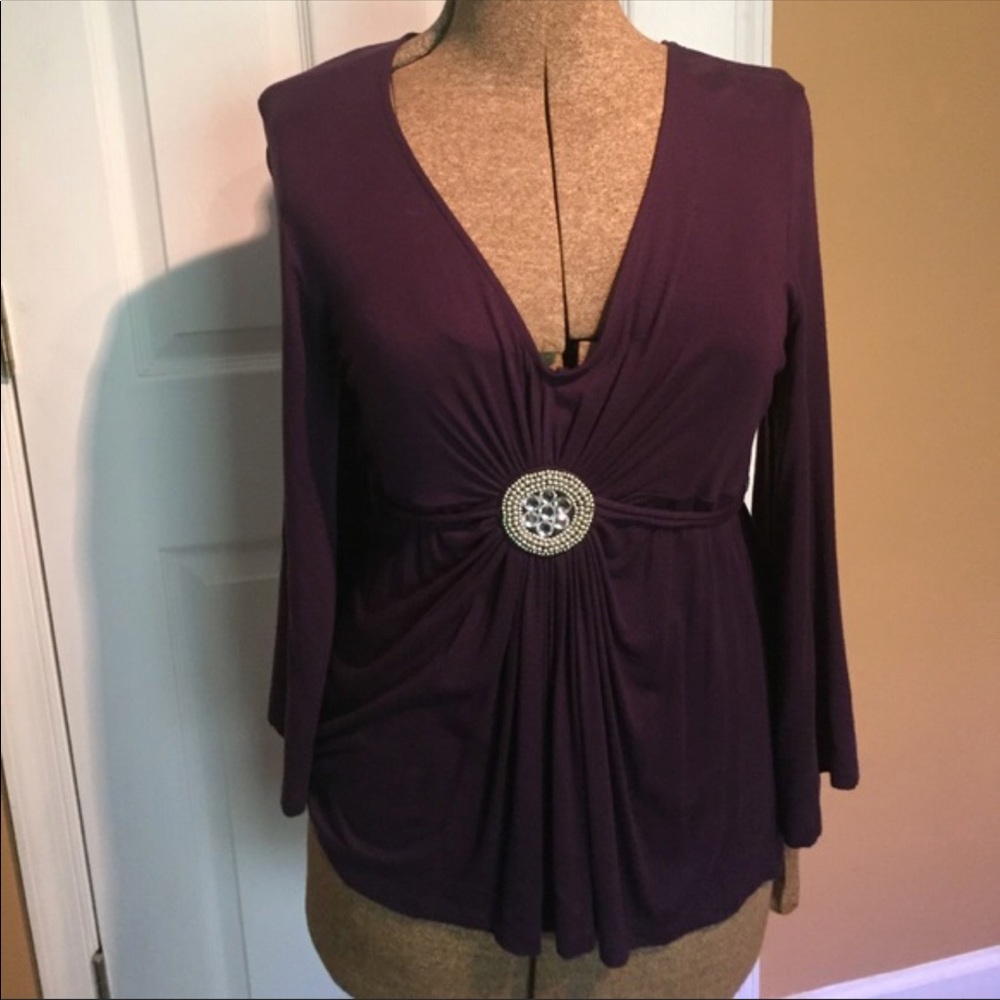 🐝Daisy Fuentes Purple Embellished Blouse 🐝