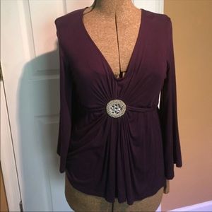 🐝Daisy Fuentes Purple Embellished Blouse 🐝
