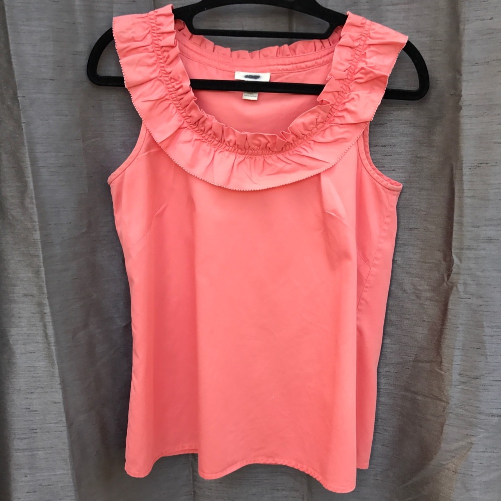 J. Crew Salmon Ruffle Neck Sleeveless Blouse 0