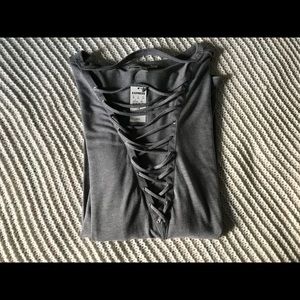 Gray lace up long sleeve