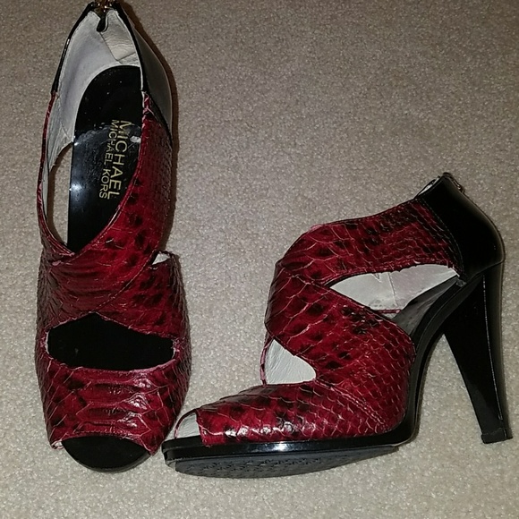 michael kors red snakeskin shoes