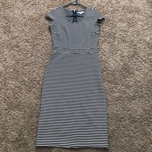 Navy and white striped dress