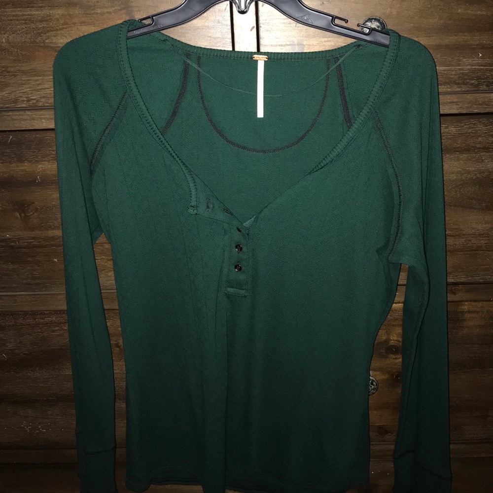 Free People Green long sleeve shirt