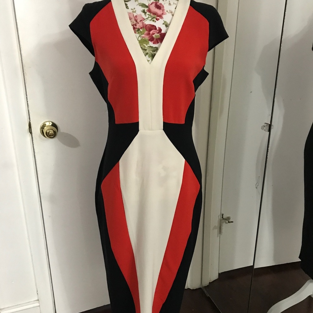 Flaterring Asos colorblock v-neck pencil cut dress