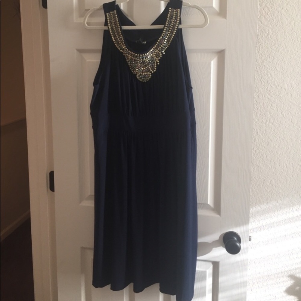 Like New Navy Dress with Beaded Neckline