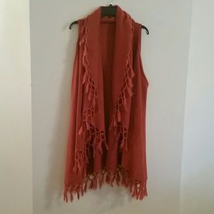 Burnt orange sweater duster